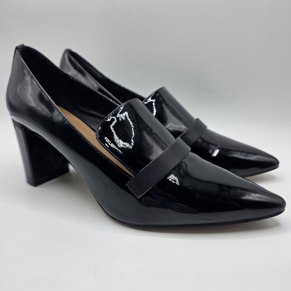 Tahari Tabitha Heels 10 Black Patent Leather Pumps Granny Witchy Goth Vampire